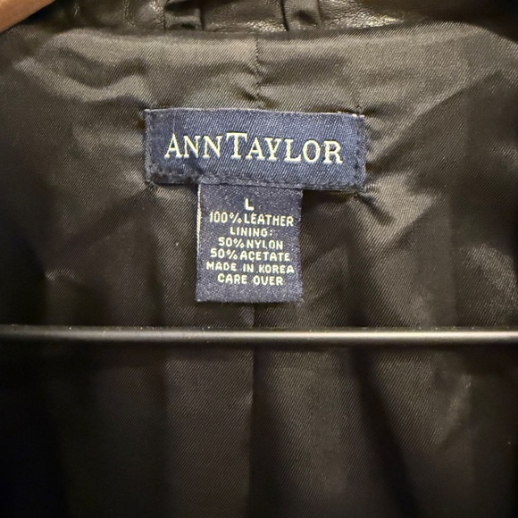 Ann Taylor Genuine Leather Jacket - black - size Large - Picture 11 of 11